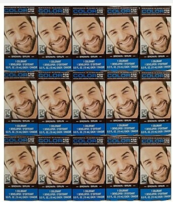 15x MEN'S MUSTACHE BEARD BRUSH GEL HAIR DYE COLORING KIT BROWN SEALED 