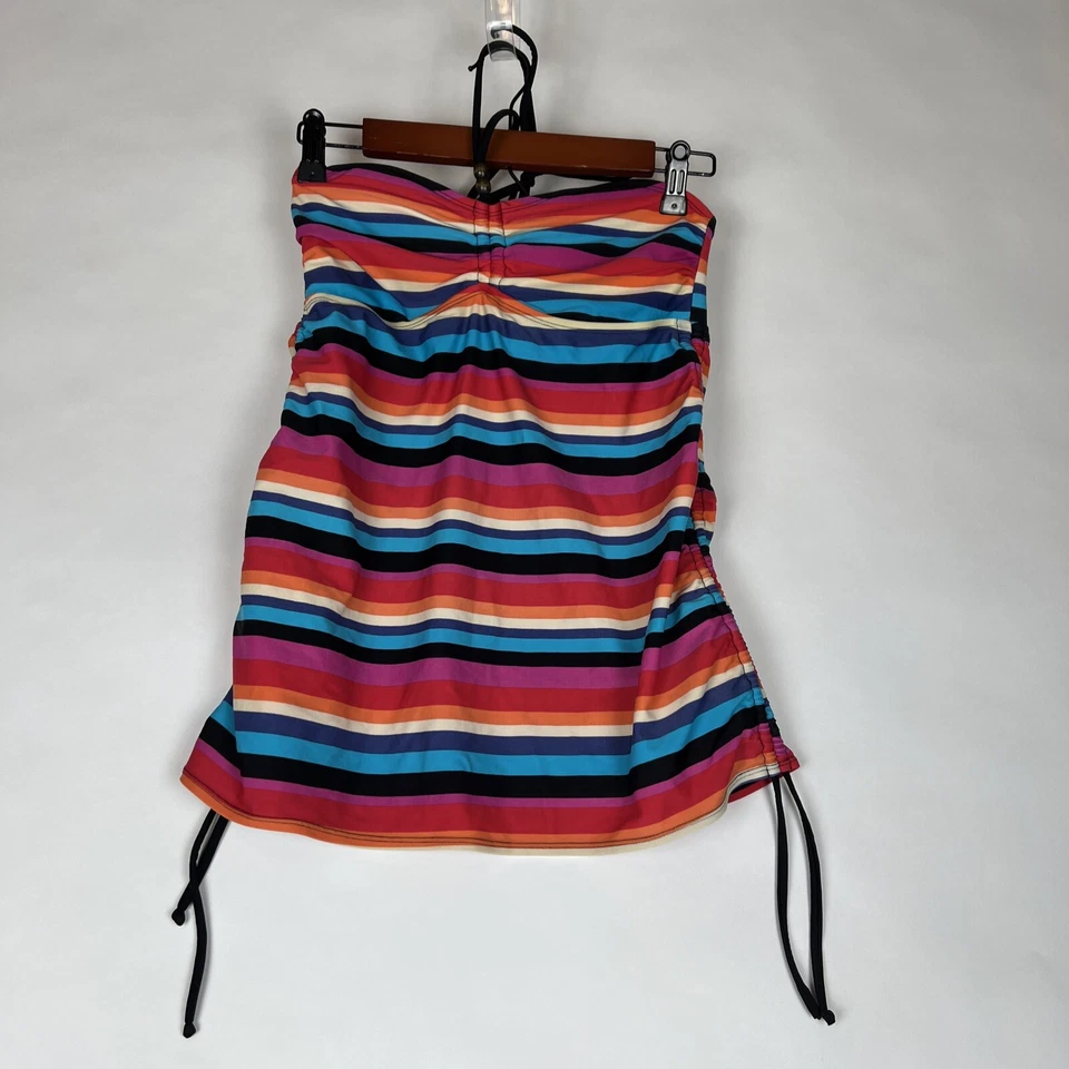 LIZ LONG MATERNITY TRAJE DE BAÑO ACANALADO HALTER CUENTAS RAYAS NATACIÓN TANKINI CAMISETA SIN MANGAS S Foto 2 de 4