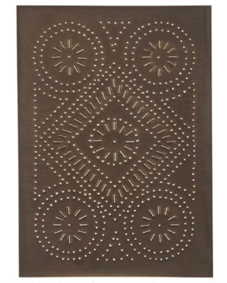 Primitive Country Punched Tin Piesafe Cabinet Panel Diamond in Blackened Tin 