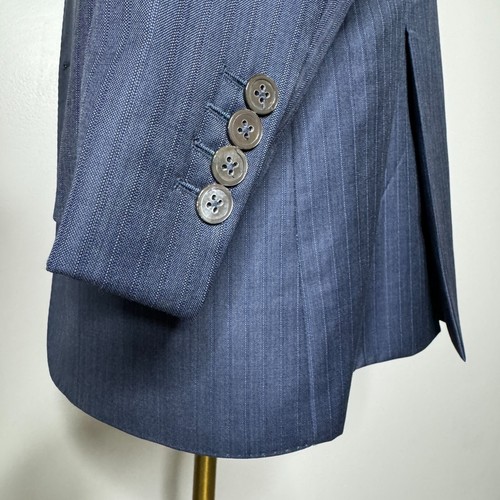 Custom Tailored J. Hilburn Men's Suit 47R 36W Blue Check 100% Wool Loro Piana - Picture 4 of 16