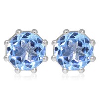 Xen Ohrstecker Mit Blue Ht-Quarz Ca. 3,78 Ct. Rhodiniert