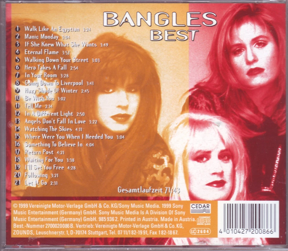 ZOUNDS - BANGLES - Manic Monday - Best - rare audiophile CD 1999 dig. rem. - Bild 2 von 2
