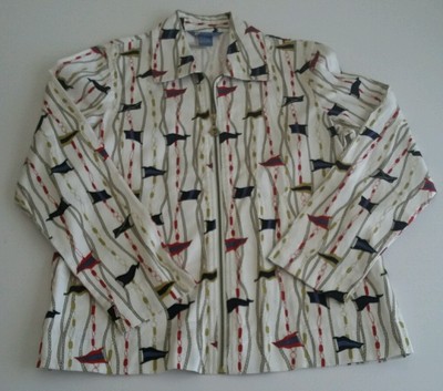 Nautical Flag Boating LightWeight Zip Up Jacket Size Small Cotton/Spandex