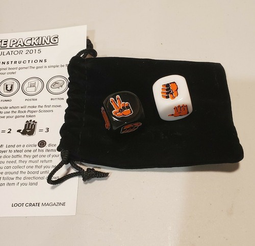Lootcrate Exclusive ROCK PAPER SCISSORSS Würfelspiel mit schwarzem Samtbeutel Neu - Bild 3 von 7