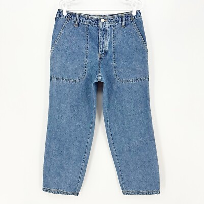 Express Bleus Vtg Jeans Patch Pockets Button Fly Straight Blue 13/14 90s Retro