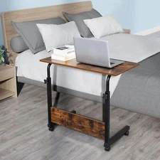 Rolling Adjustable Height Computer Desk Home PC Laptop Table Sofa Bed Side Table