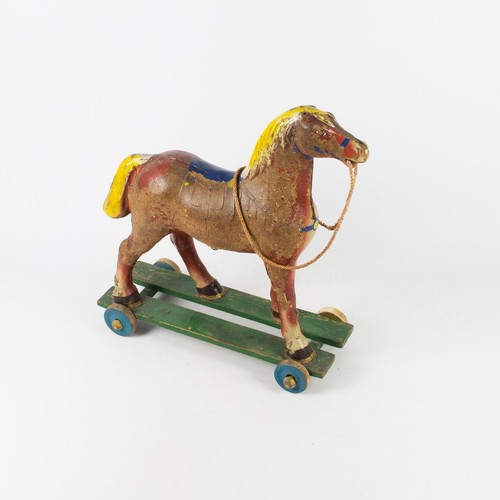 Vintage Rocking Horse, Antique Rocking Horse on Wheels, Vintage Carnival Decor - Picture 3 of 10