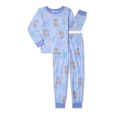 Disney Frozen Girls Thermal Pajama Set-6/6X-Christmas Trees-Elsa-Waffle Knit