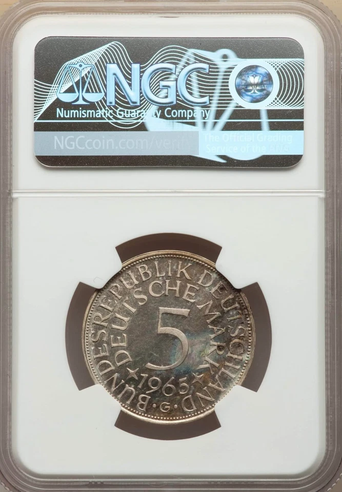 GERMANY , PROOF 5 MARKS 1965 G - NGC PF 66 CAMEO ( H ) , RARE - Image 2 of 2