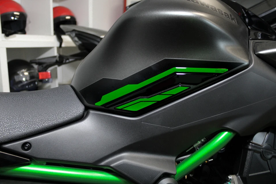 Lackschutz Seitentankpad Motorrad Aufkleber kompatibel für Kawasaki Z650 grün - Bild 2 von 4