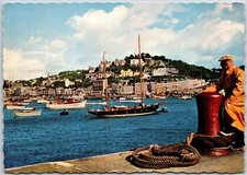 The Harbour Torquay England Vane Hill In The Background Boats and Ships Postcard