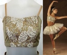 Mirage CROP TOP ONLY Adult X-Large Ballet Dance Costume CHINO w/ IVORY Lace