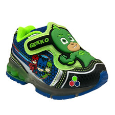 PJ Masks Toddler Boy's Slip-on Sneakers Size 6 Black-Green-Blue Light-Up Shoes