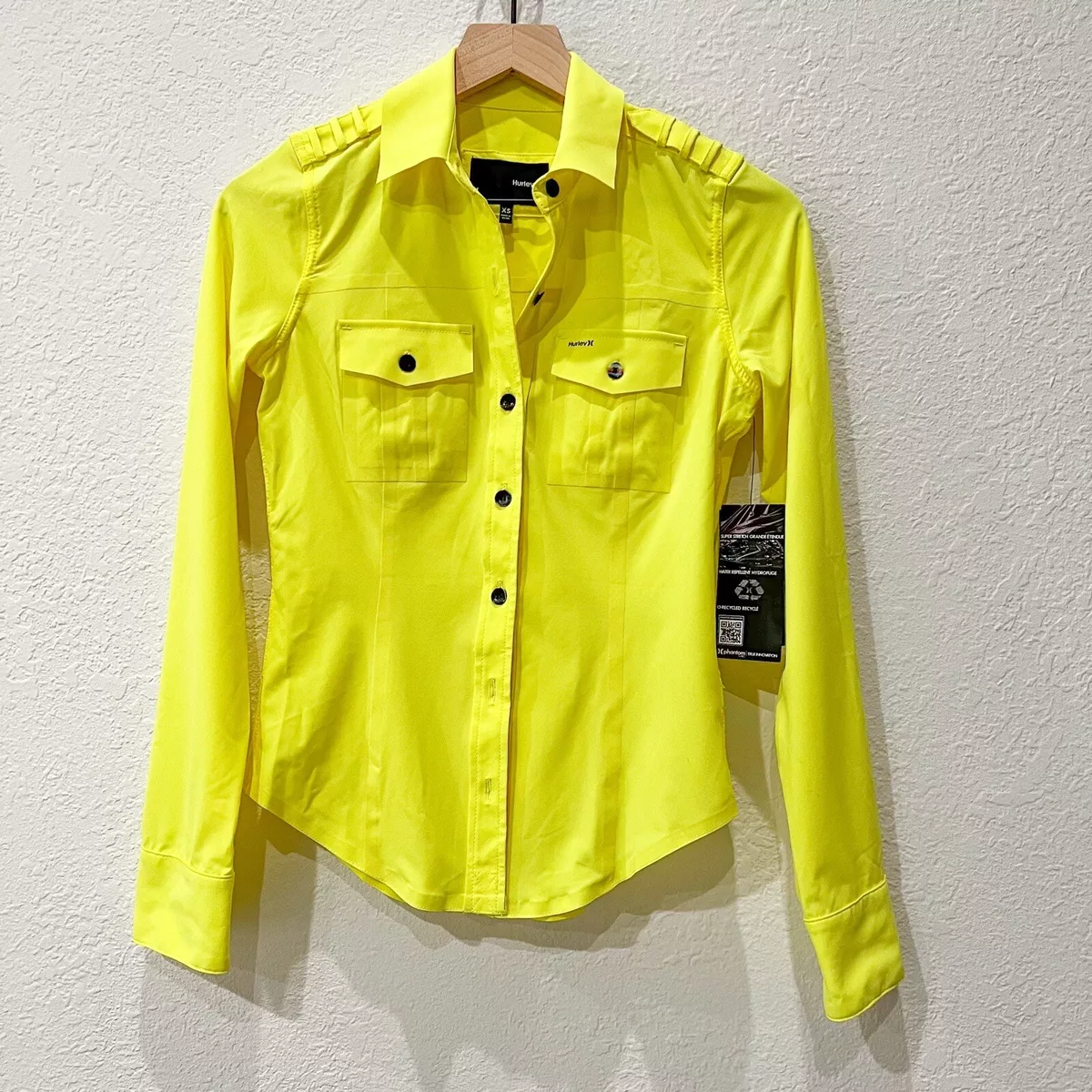 Neon yellow button shirt cheap