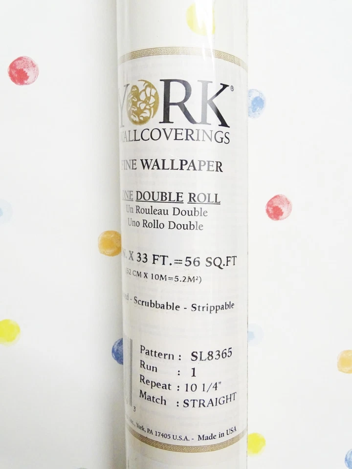 Rollo de papel tapiz prepegado colorido a lunares espaciados de pintura para dedos Foto 4 de 4