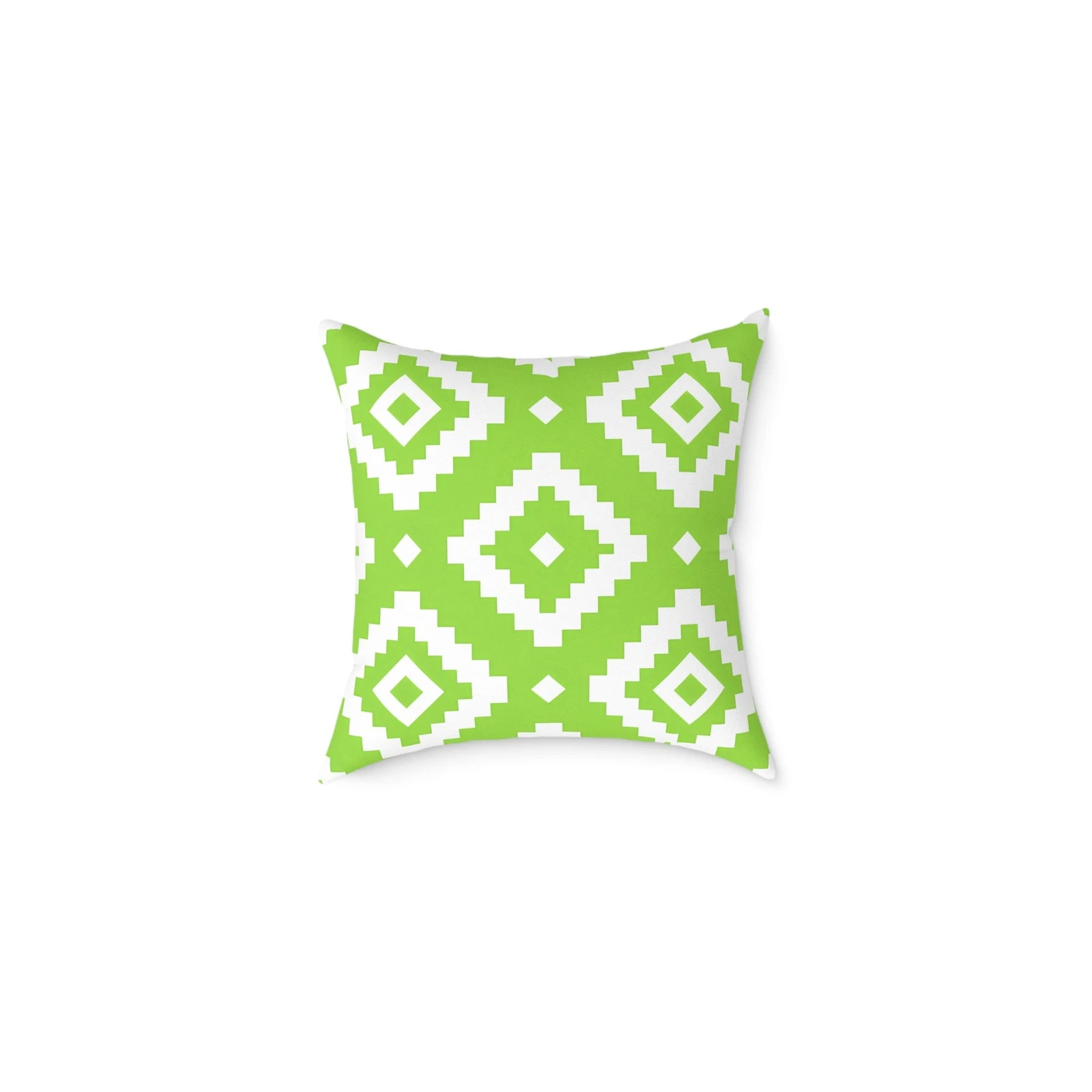 Green Aztec Diamond Pattern Pillow | Geometric Throw Pillow