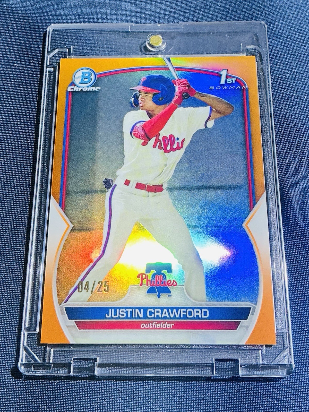 2023 Bowman - Chrome Prospects Justin Crawford #BCP-3 Orange Refractor /25 (RC)