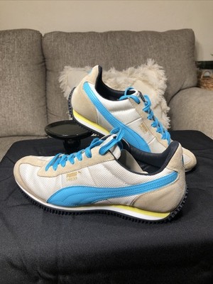 Puma Speeder Cream/White & Turquoise Logo Womens Sneakers- Size 7