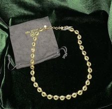 Julie Vos Tudor Tennis Necklace Peacock Blue NWT 24k Gold Plated