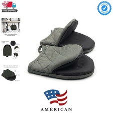 Short Oven Mitts, Heat Resistant 500 F, Silicone Grip Kitchen Gloves, Non-Sli...