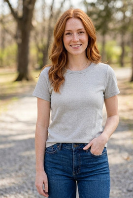 Layer Simply Hugger Crew Neck, Short Sleeve NWT Soft  Grey Small Mormon Modest