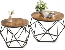 Modern ometric Coffee Table Set of 2, Round Nesting Side Tables