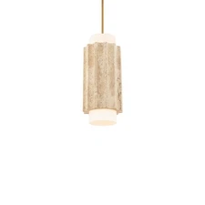 Modern Forms Caviar 7" LED Mini-Pendant, Beige/Brass/Beige - PD-62516-40-WV-AB