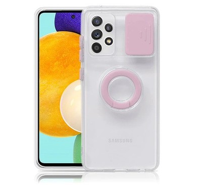 For Samsung A72 5G - Pink Case With Camera Protection Hand Ring