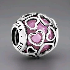 Pandora Cerise Encased in Love CharmCerise Crystal
