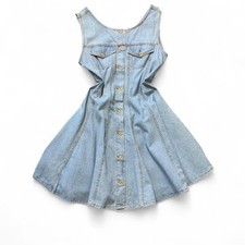 Vintage 90s Bill Blass Sleeveless Denim Fit & Flare Mini Dress, Women’s Size 12