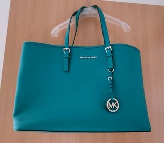 Orig.Michael Kors Handtasche Jet Set Travel Multifunction Tote Leather Aqua Top