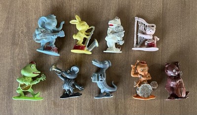Vintage IDL Animal Band Plastic Figures Lot of 9 Musical Instruments 1950 s