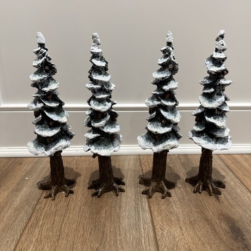Dept 56 LOT 5 Village Pole Pine Trees #55298 10.5” Cones Glitter Snow Christmas - Imagen 6 de 16