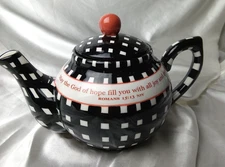 Dayspring TEAPOT Black & White Check inspirational scripture from Romans 15:13