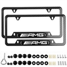 Fit For Mercedes Amg License Plate Frame Carbon Fiber - 2 Pc Set W Hardware Fit For Mercedes Amg License Plate Frame Carbon Fiber - 2 Pc Set W Hardware