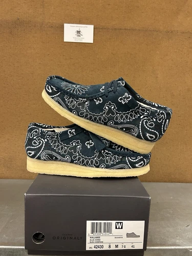 Combinaison bleu bandana cachemire Supreme Clarks Originals Wallabee taille 8 RARE