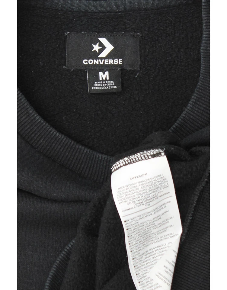 CONVERSE Mujer Sudadera Jersey Reino Unido 14 Mediana Negro Algodón CD08 Foto 3 de 3