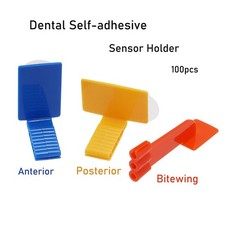 100Pack Dental Sensor Holders Disposable Adhesive Holders Red/Blue/Yellow