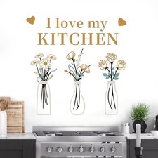 Kitchen Wall Stickers Decals Decor Love Kitchen Wall Decor Quotes Sign Flower