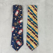 Tabasco Neck Ties Lot of 2 All Over Print Golf Spicy Silk Made in USA