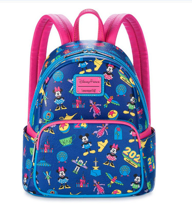 Loungefly Mini Backpack DISNEY PARKS Minnie Mickey Mouse Friends 2024 Blue Pink