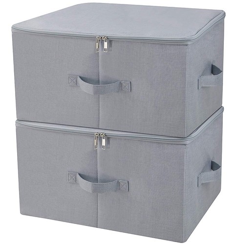 17.6"x 13.6"x 9.7",Dust-proof Closet Clothes Storage Boxes with Zip Lid, Brea...