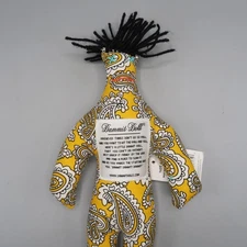 Dammit Doll 12" Stress Reliever Voodoo Paisley Print On Yellow Blue Eyes