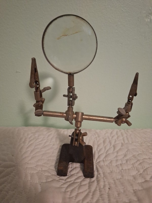 Vintage Magnifying Glass Stand Lab Rack Holder Soldering Jewelery Stand 3rd Hand
