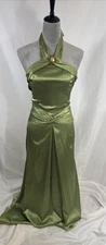 Vintage Y2K Jessica McClintock Green Halter Neck Formal Dress Size 4