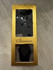 NEW Bresciani Men's Black Suspenders Y Back Leather Tabs Italy Leather