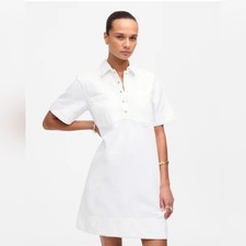 NWT $138 Madewell White Denim Popover Shirt Button Down Dress Womens Size Small