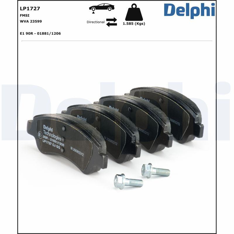 Plaquettes de frein Delphi LP1727 pour l'entretien de Citroën C3 Aircross
