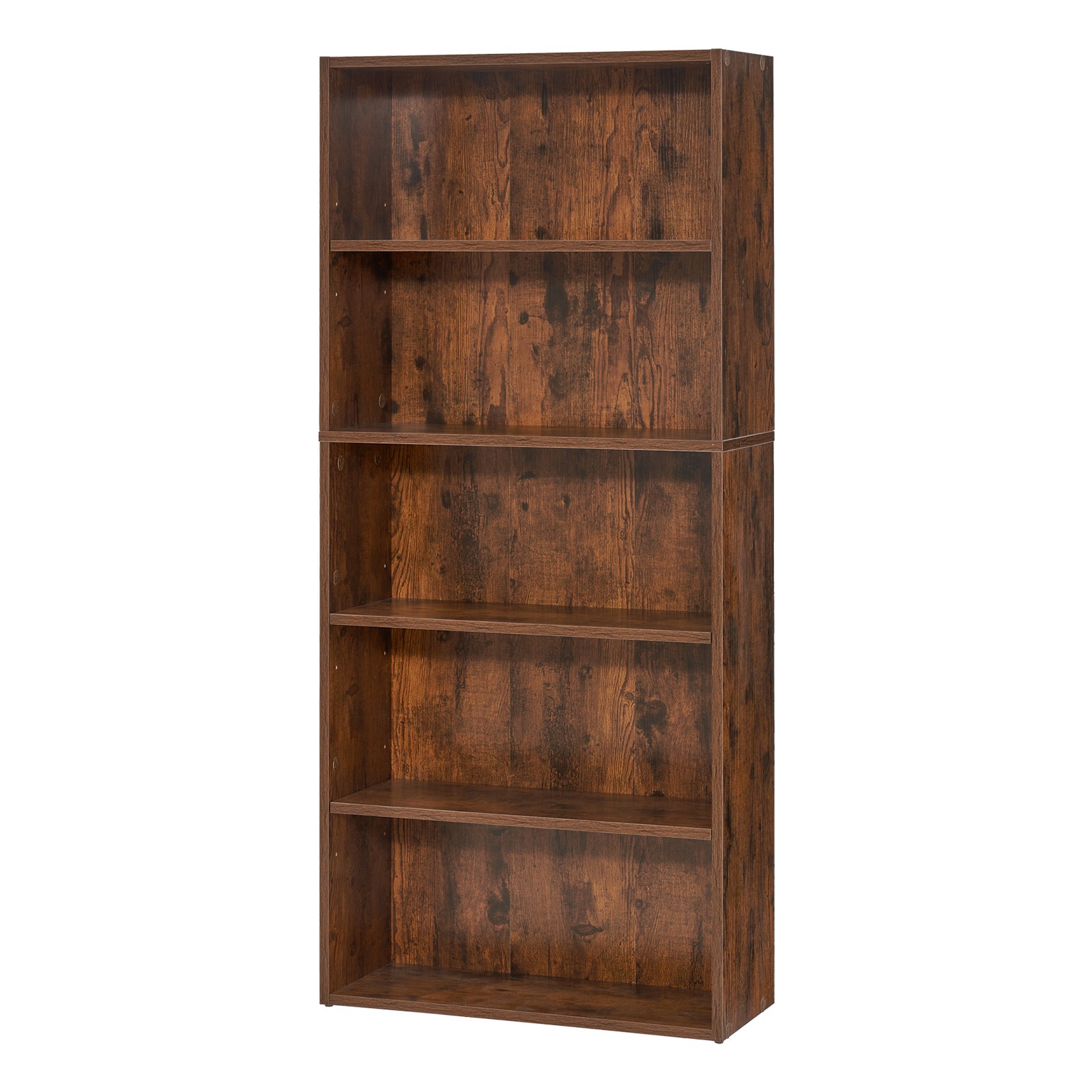 Uimoso 5 Tiers Narrow Bookshelf 53" Wooden Open Bookcase Adjustable Shelf Brown