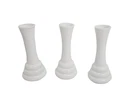 Set of 3 Vintage Randall White Milk Glass Ribbed Bud Vase Beehive 6"